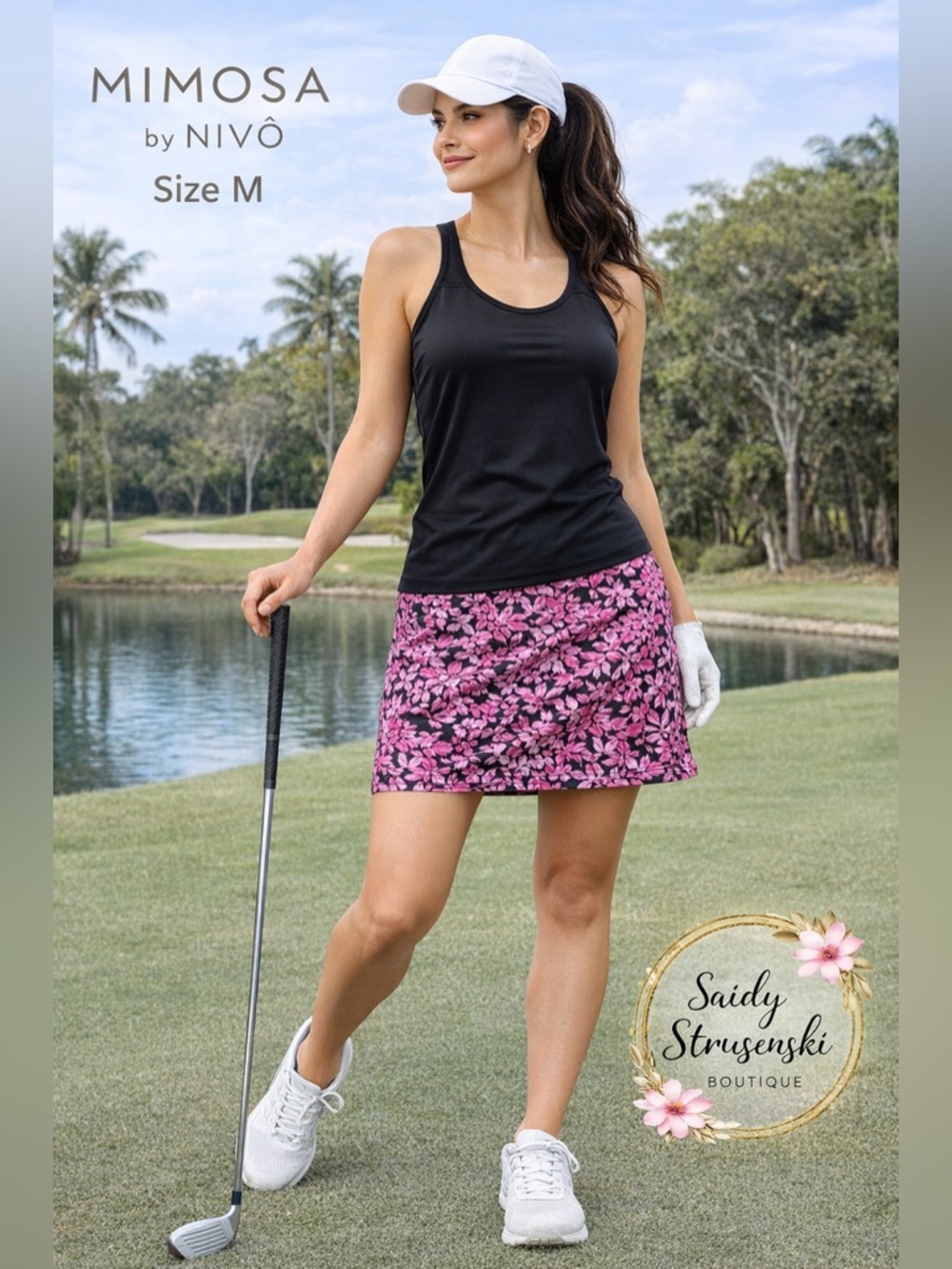 Mimosa by Nivo Active Skort Floral Pink Black Size M NWT Golf Tennis